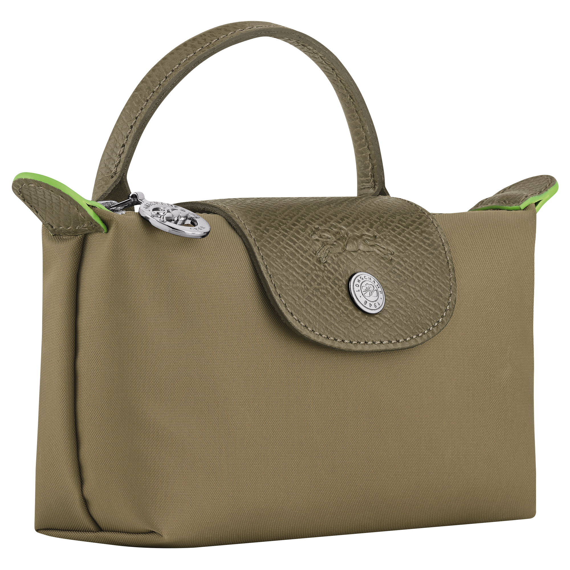 つむじ Le Pliage Green Pouch with handle | Longchamp Turkey Official