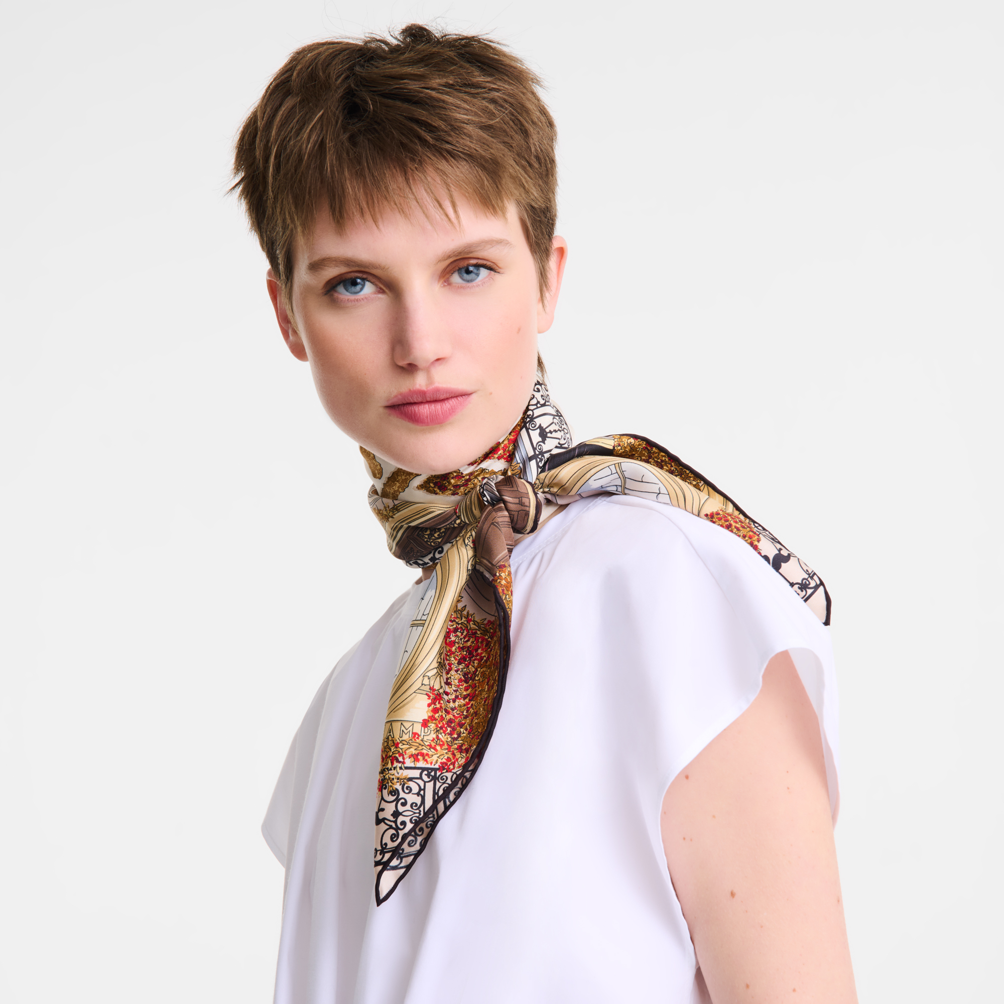 【未使用】ロンシャン シルクスカーフ Jardin Parisien パリの庭 Jardin Parisien Silk scarf 90 | Longchamp Turkey Official Online