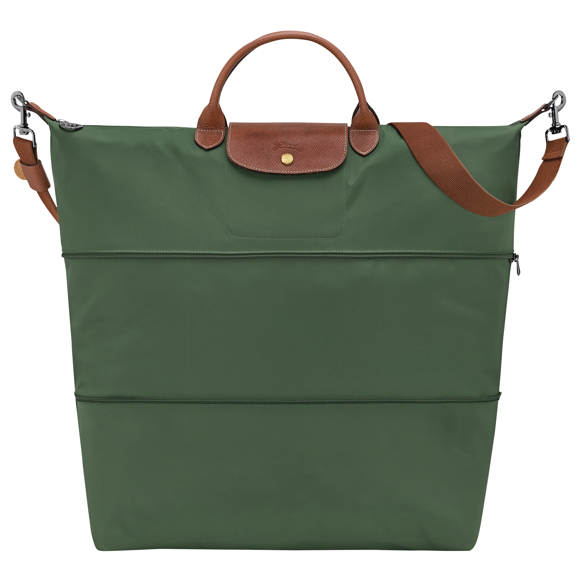 Le Pliage Green Pouch with handle , Mocha - Recycled canvas